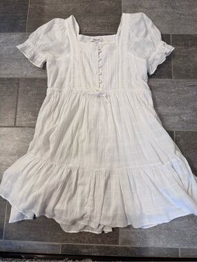 Madewell women’s White dress, flutter sleeve, 100% cotton, lined, cottage core